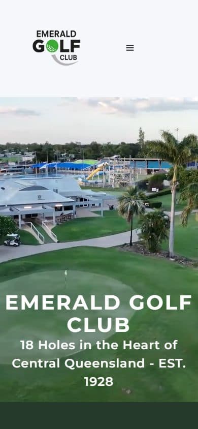 Homepage of Emerald Golf Club, emeraldgolfclub.com.au on a phone, captured September 2026