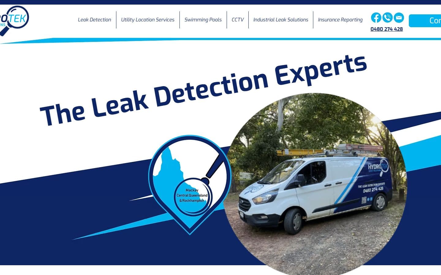 Homepage of HydroTek Leak Solutions, hydrotekleaksolutions.com.au, captured September 2026