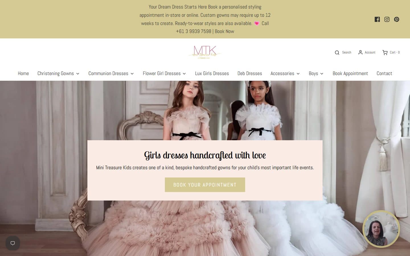 Homepage of Mini Treasure Kids, minitreasurekids.com.au, captured September 2026