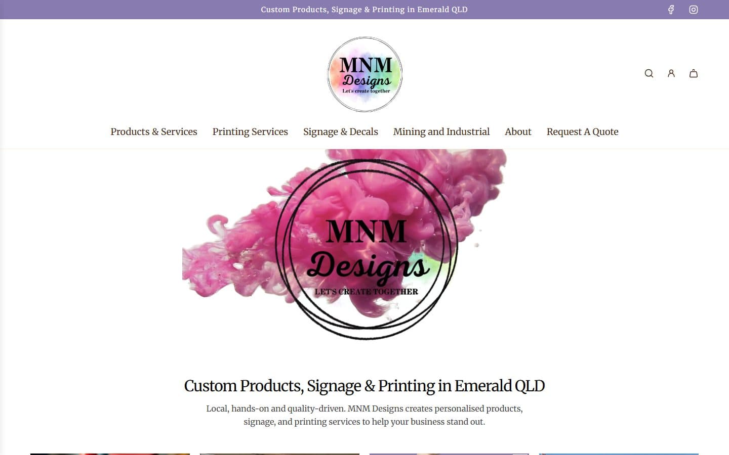Homepage of MNM Designs, mnmdesigns.com.au, captured September 2026