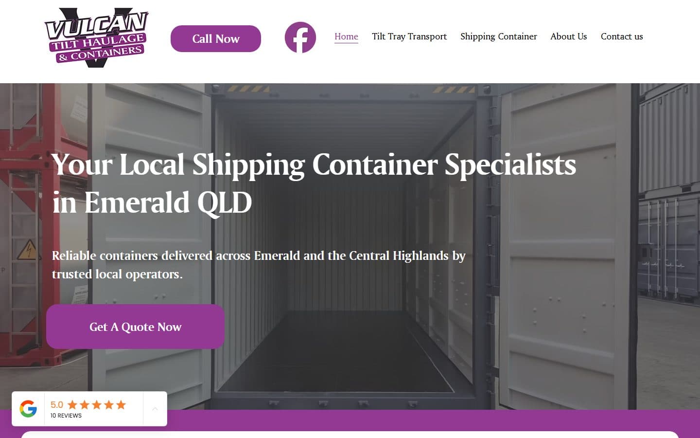 Homepage of Vulcan Tilt Haulage, vulcantilt.com.au, captured September 2026
